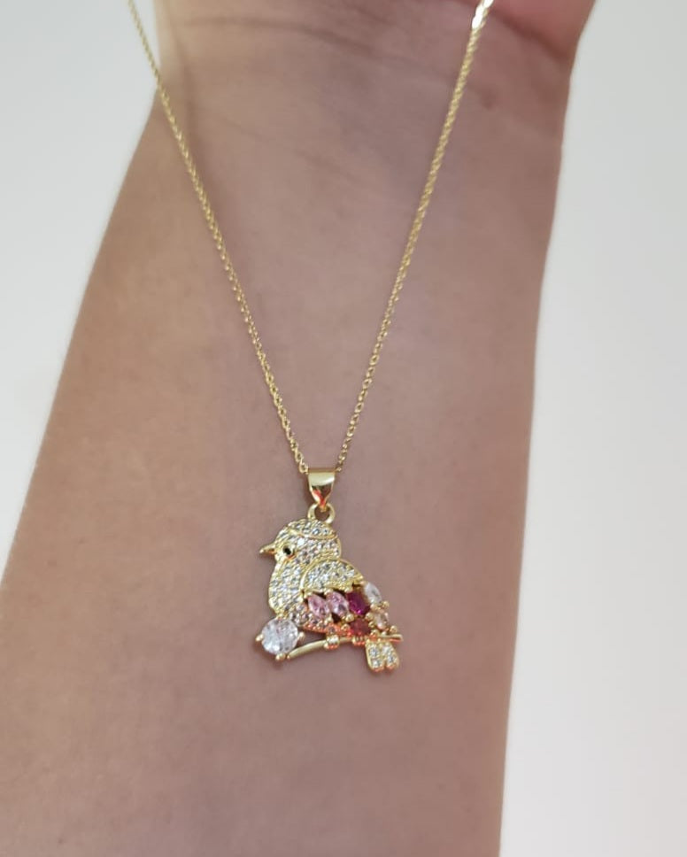 Cadena Pajarito Rosa