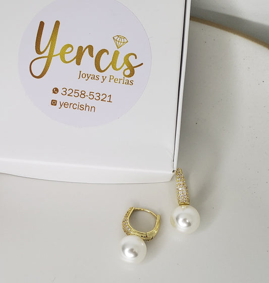 Aretes Perla Zirconia