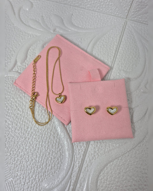 Set Cadena y Aretes Corazón