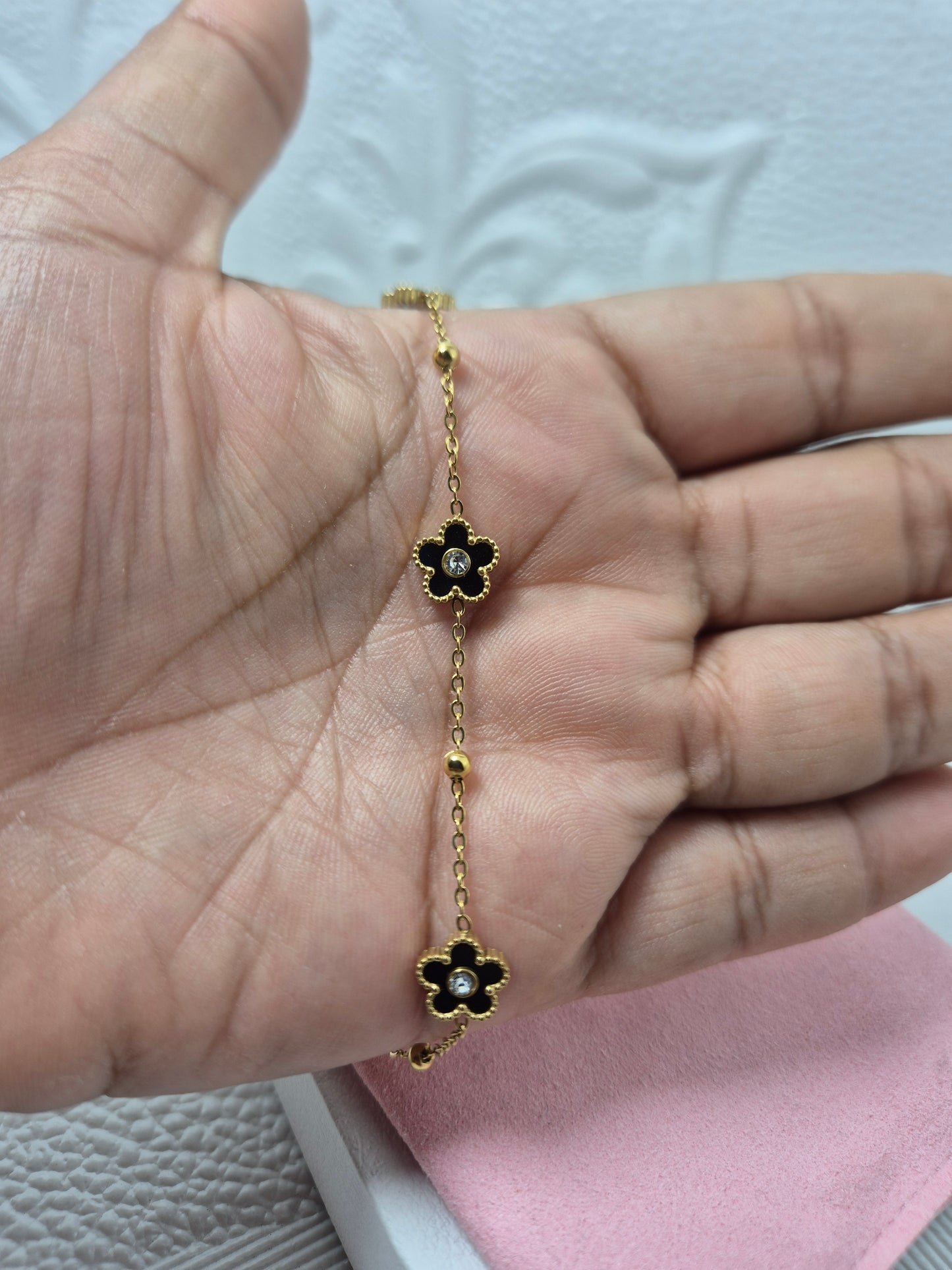 Pulsera Flor Mini- Negro
