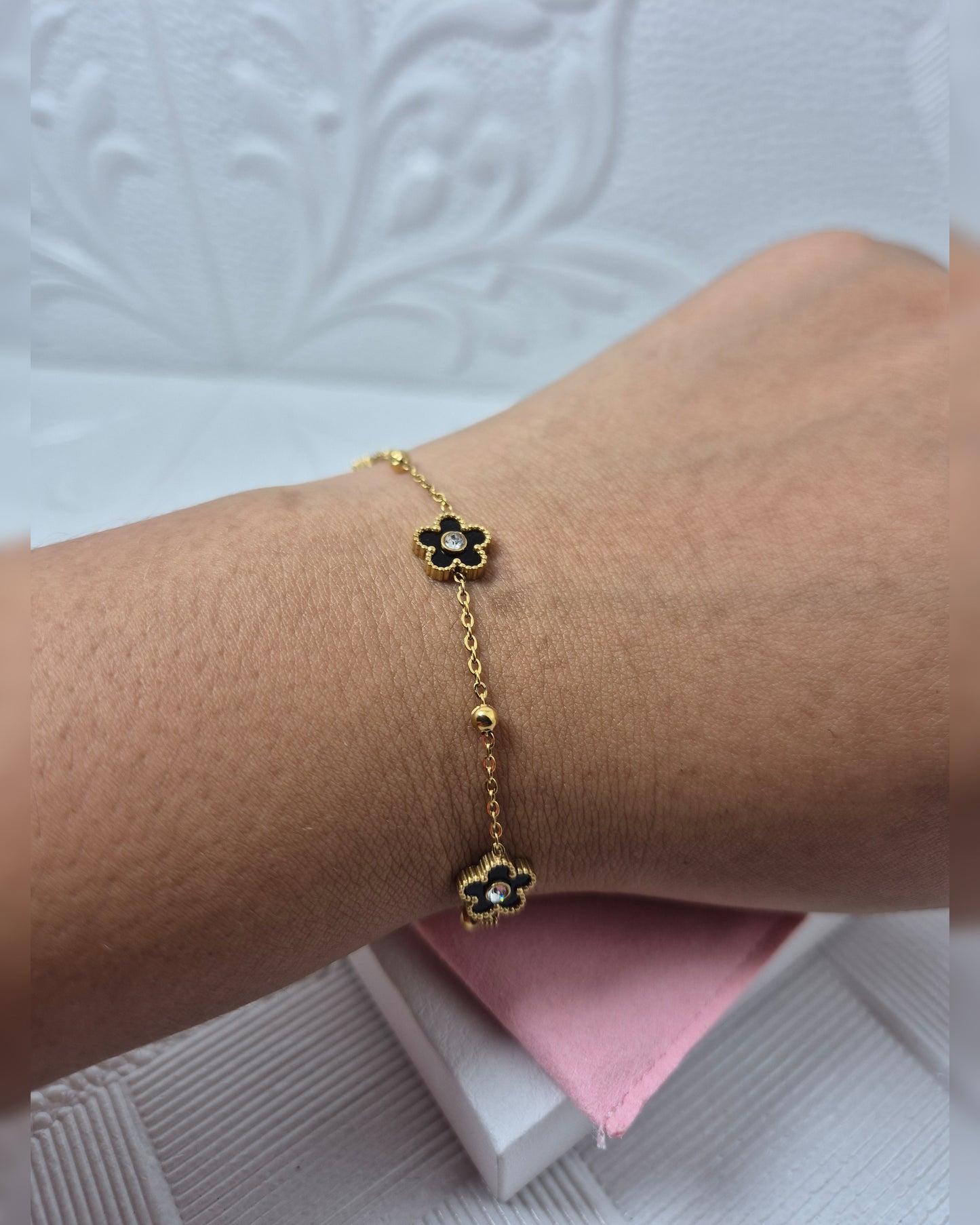Pulsera Flor Mini- Negro